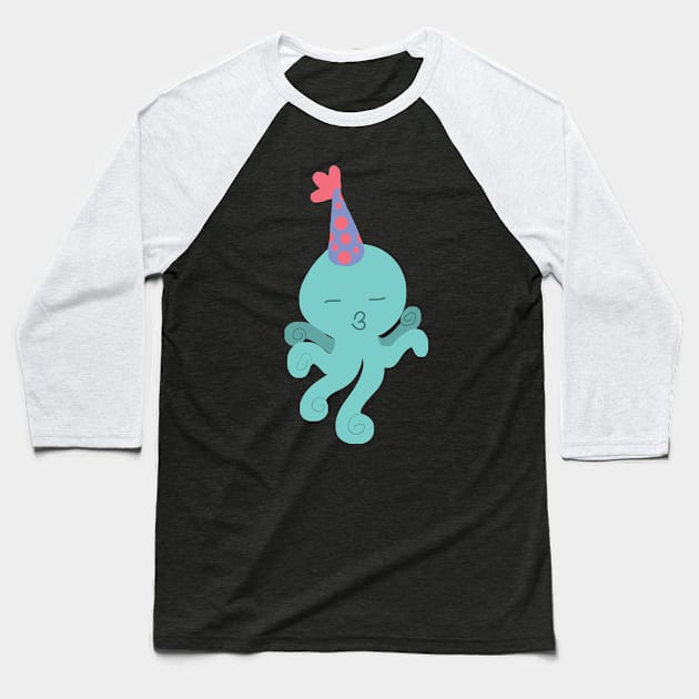 Kissy Birthday Octopus Baseball T-Shirt by saradaboru